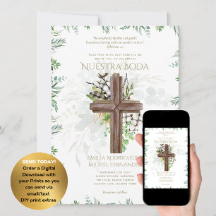 Elegante Invación De Boda Católica Bilingüe Inv Inbjudningar