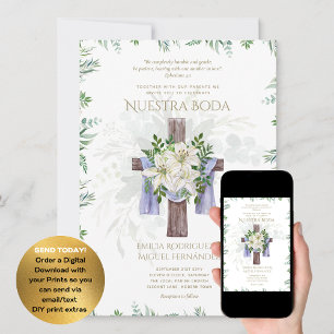 Elegante Invación De Boda Católica Bilingüe Inv Inbjudningar