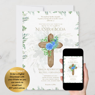 Elegante Invación De Boda Católica Bilingüe Inv Inbjudningar