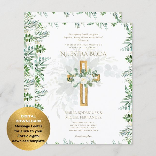 Elegante Invación De Boda Católica Bilingüe Inv Inbjudningar (Skapare uppladdad)