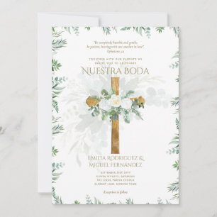 Elegante Invación De Boda Católica Bilingüe Inv Inbjudningar