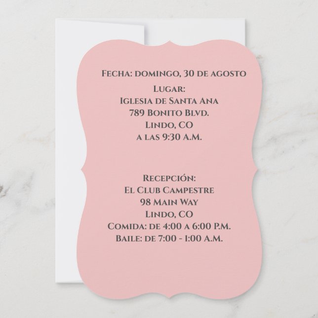 Elegante Invitacion de Quince Años - Quinceanera Inbjudningar (Baksida)