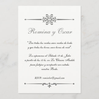 Elegante Invitación para bodas en Español. Inbjudningar
