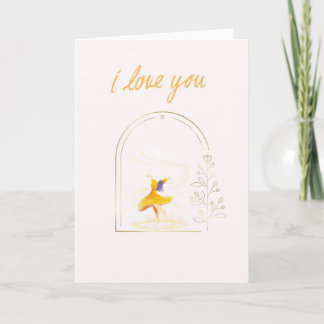 Elegante Liebeskarte I Love You mit tanzender Frau Kort