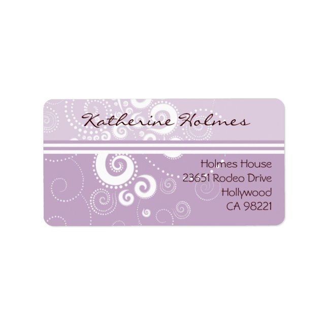 Elegante Lila Polka dots Address Label Adressetikett (Framsidan)