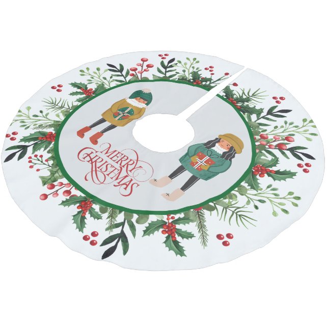 Elegante Modern Wandeand Script God jul Julgransmatta Borstad Polyester (Vinklad)