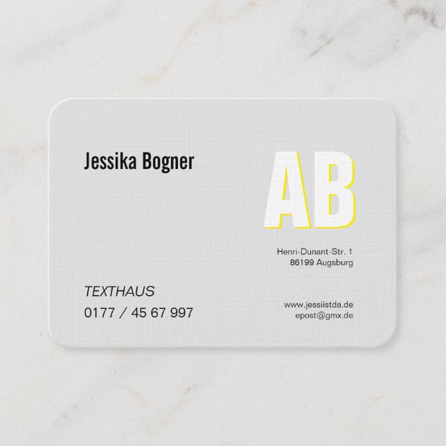 Elegante Monogram Visitenkarten Visitkort (Framsida)