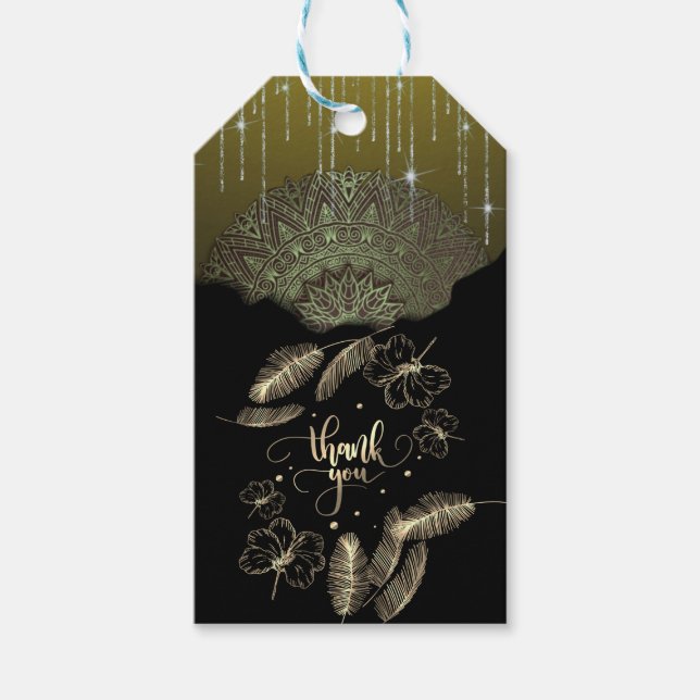 elegante negro de plumas con gracias presentetikett (Framsidan)