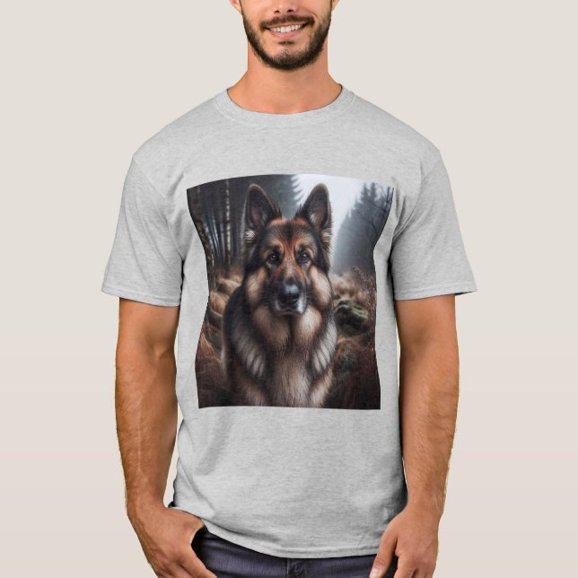 Elegante Pastor Alemán Gris T Shirt (Framsida)