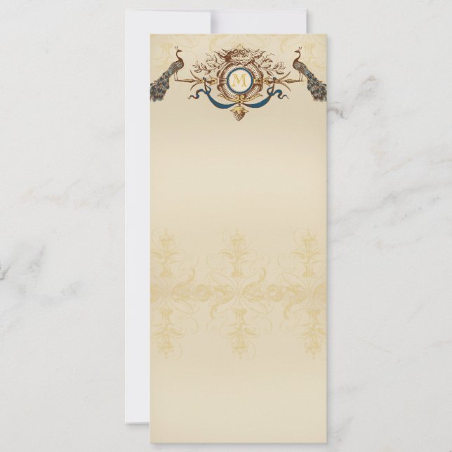 Elegante Pfau-Hochzeits Menü-Karten Inbjudningar (Framsida)