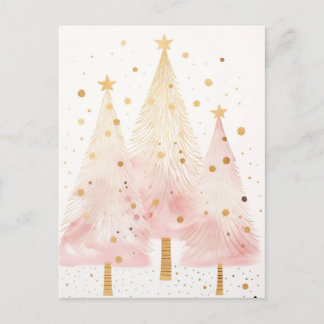 Elegante pinke und goldene Weihnachtsbäume  Vykort