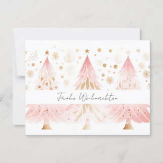 Elegante pinke und goldene Weihnachtsbäume Vykort