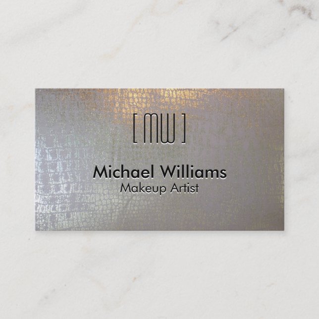 Elegante Profesional Piel Cocodrilo Reptil Plata Visitkort (Framsida)