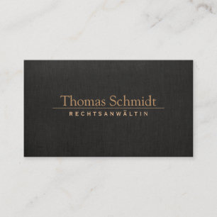 Elegante Rechtsanwalt Imitat schwarzem Leinen Visitkort