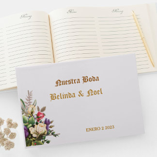 Elegante ,sencillo dorado de Boda Libro de visitas Gästböcker