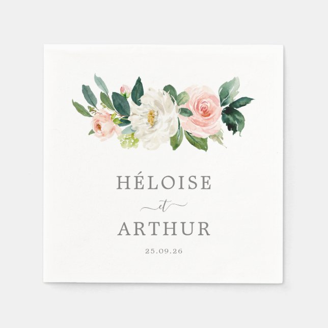Élegante, Serviette Personnalisée Dîner De Mariage Pappersservett (Framsidan)