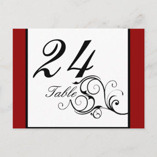 Elegante Swirl i Rik Red Bordsnummer Postcard