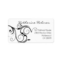 Elegante Swirl in Black & White Address Label