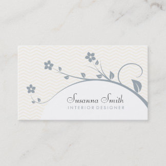 Elegante tarjeta de visita con flores y chevrón visitkort