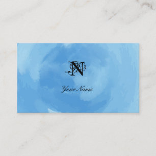 Elegante Watercolor Blue Visitkort