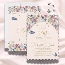 Eleganten 90:e Blommigten Flowers Inbjudningar