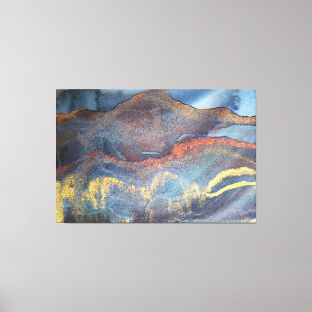 Eleganten abstrakt med blå Guld- i marinen Modern Canvastryck (Framsida)