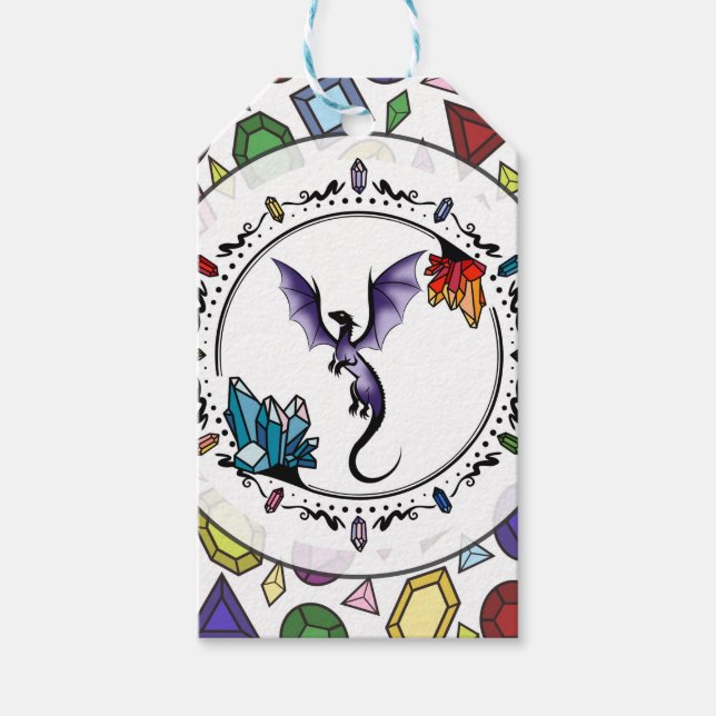 Eleganten Amethyst Dragon Bright Fantasy Gemstone Presentetikett (Framsidan)