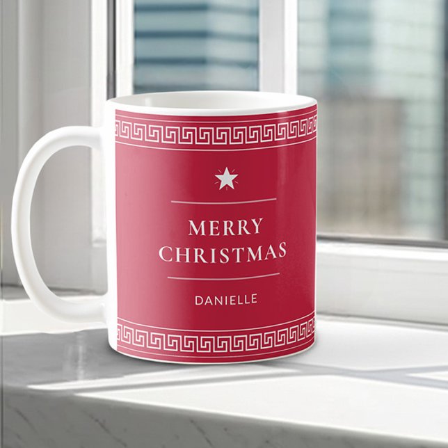 Eleganten Anpassat namn för god jul, Snyggt Röd Kaffemugg (Skapare uppladdad)