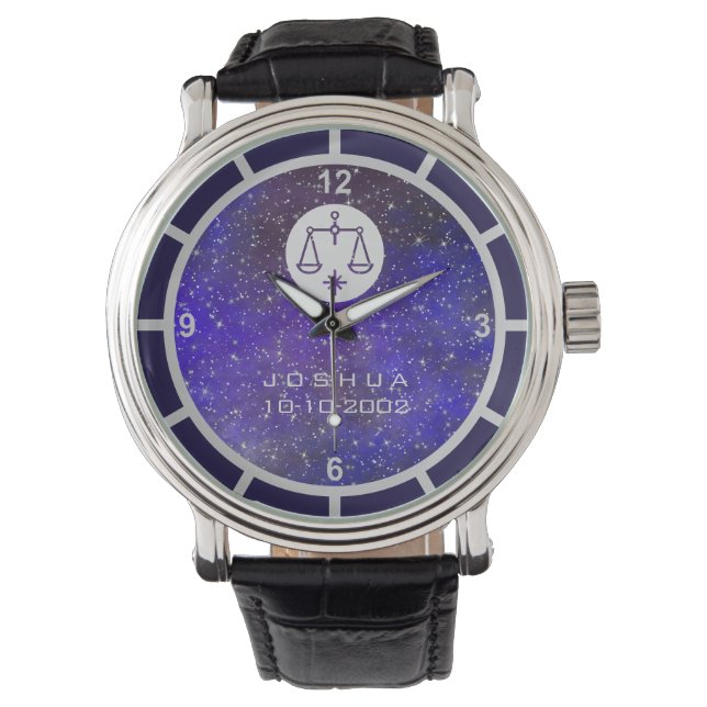 Eleganten Anpassat namn för Libra Zodiac-tecken, f Armbandsur (Framsida)