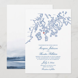Eleganten Aragosta Bröllop, blått Hjort Isle Maine Inbjudningar