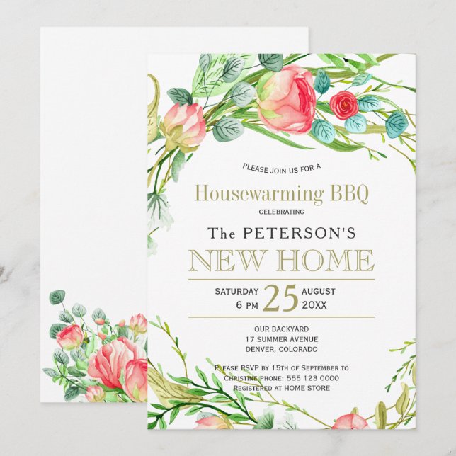 Eleganten av sommarträdgården i ro, chic av nya he inbjudningar (Fram/baksida)