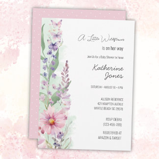 Eleganten Baby Shower för en liten Wildblomma Inbjudningar