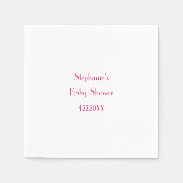 Eleganten Baby Shower Girls Rosa Custom Name 2024 Pappersservett (Framsidan)