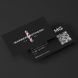 Eleganten Barbershop Classic Barber Pole Black Visitkort