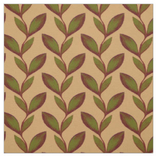 Eleganten Beige & Grönt, sömlös, leafy mönster fab Tyg