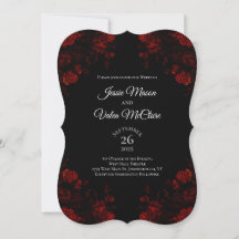 Eleganten Black and Red Blommigt Gothic Bröllop