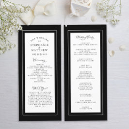 Eleganten Black and White Bröllop Service Ceremony Program