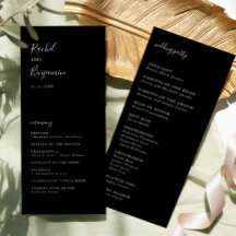 Eleganten Black Bröllop Ceremony Script Program