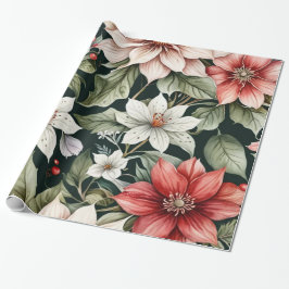 Eleganten Black, färgad julblommor Presentpapper