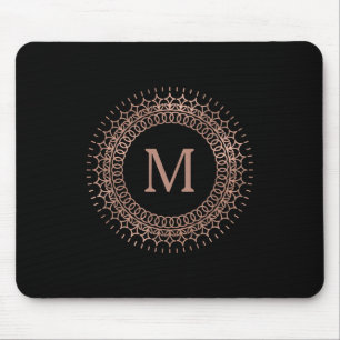 Eleganten Black & Faux Ro Guld, första Monogram Musmatta