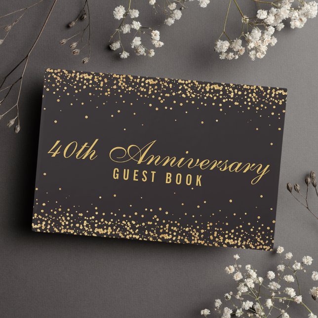 eleganten Black Guld Confetti på 40-årsdagen Gästböcker (Skapare uppladdad)