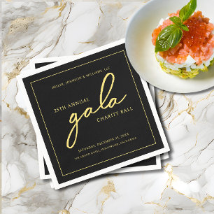 Eleganten Black Guld, Gala Event Charity Fundrais Pappersservett