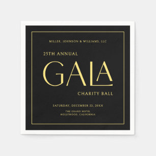 Eleganten Black Guld, Gala Event Charity Fundrais Pappersservett