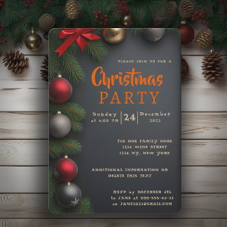 Eleganten Black guld, jul Party Inbjudningar