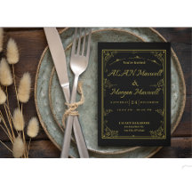 Eleganten Black & Guld Photo Bröllop Foil-inbjudan