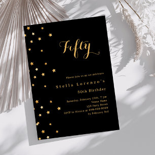 Eleganten Black guld stars Inbjudningar