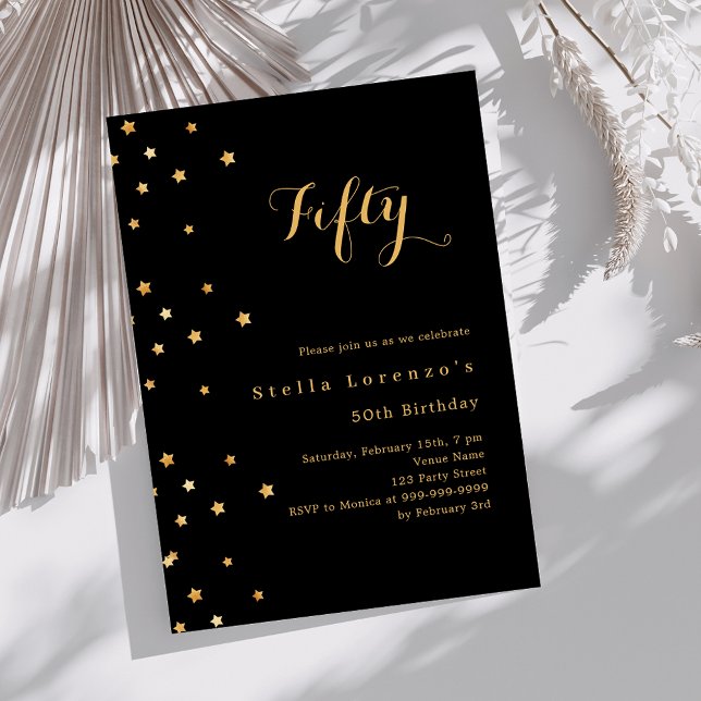 Eleganten Black guld stars Inbjudningar (Skapare uppladdad)