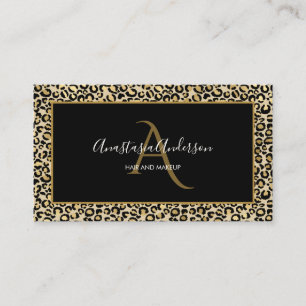 Eleganten Black Monogram, Guld Leopard Spots Visitkort