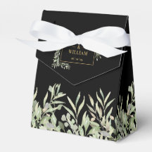 Eleganten Black och Guld Greenery Foliage Bröllop