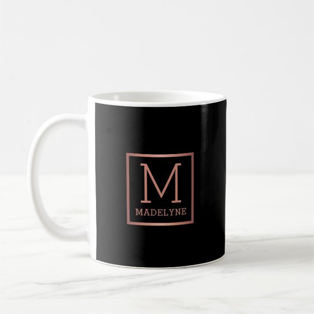 Eleganten Black Ro Guld, Modern Monogram Kaffemugg (Vänster)